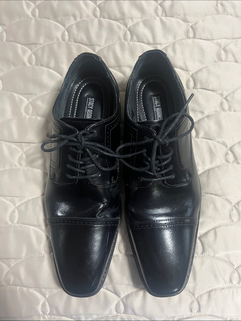 Stacy Adams Black Cap-Toe Lace-Up Oxfords